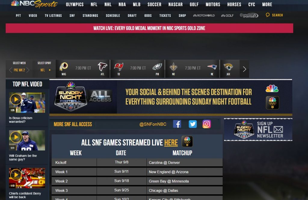 watch sunday night football online free