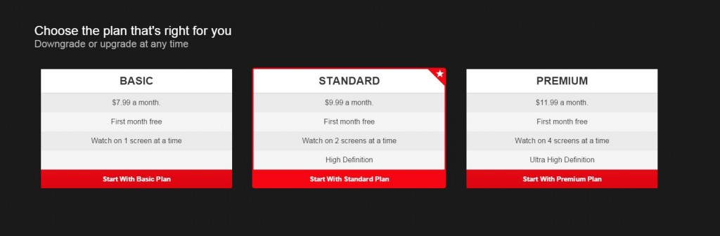 netflix price per month