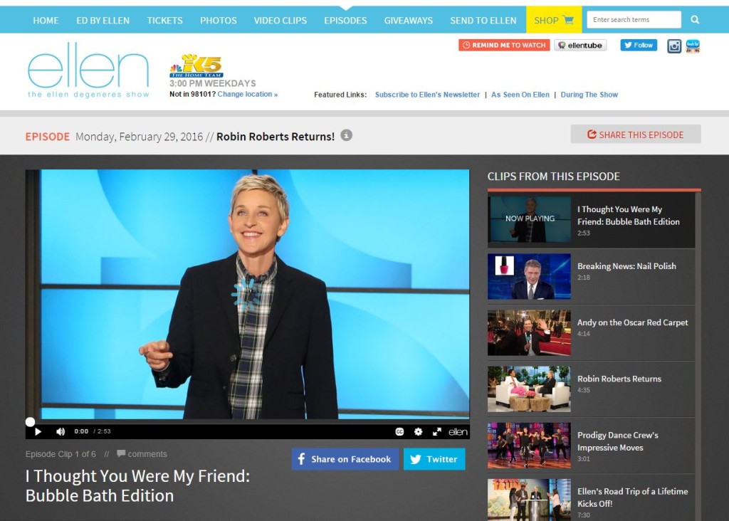 The ellen show discount full episodes streaming