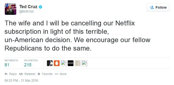 ted cruz netflix tweet