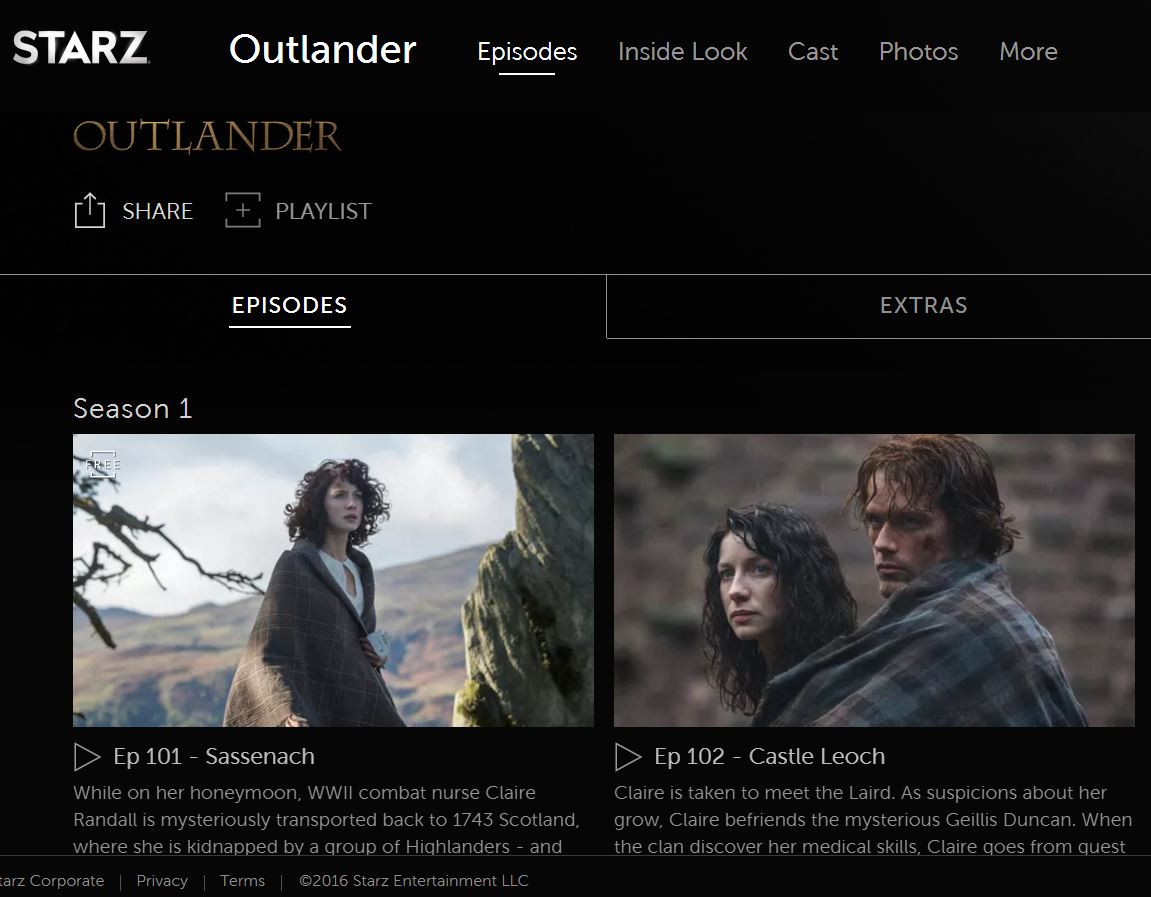 watch outlander episodes free