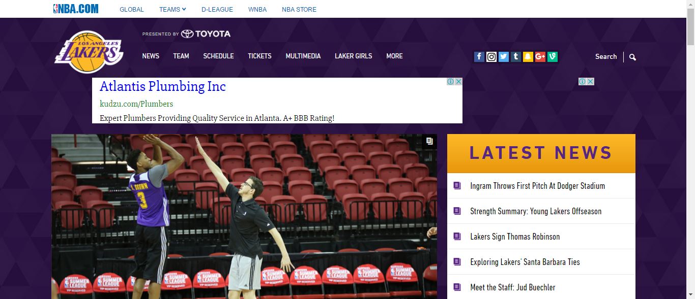 official los angeles lakers website