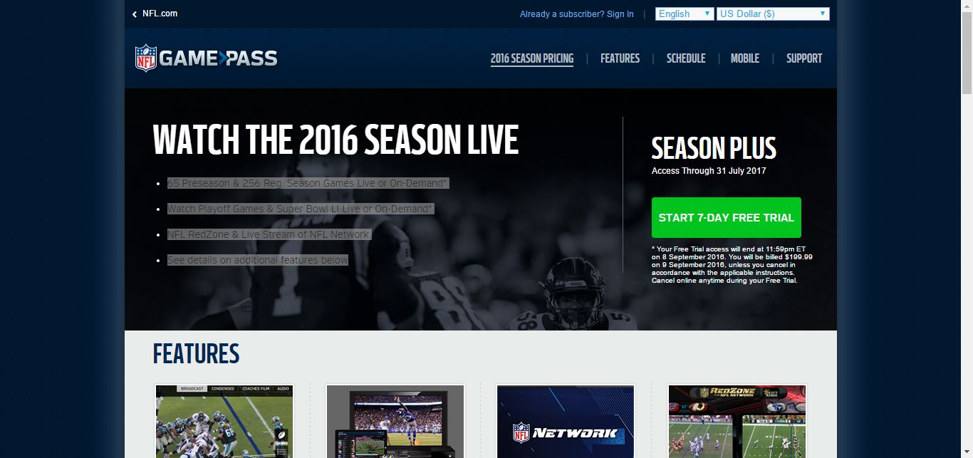 NFL Now, NFL Game Pass, NFL Network, and NFL RedZone combine into